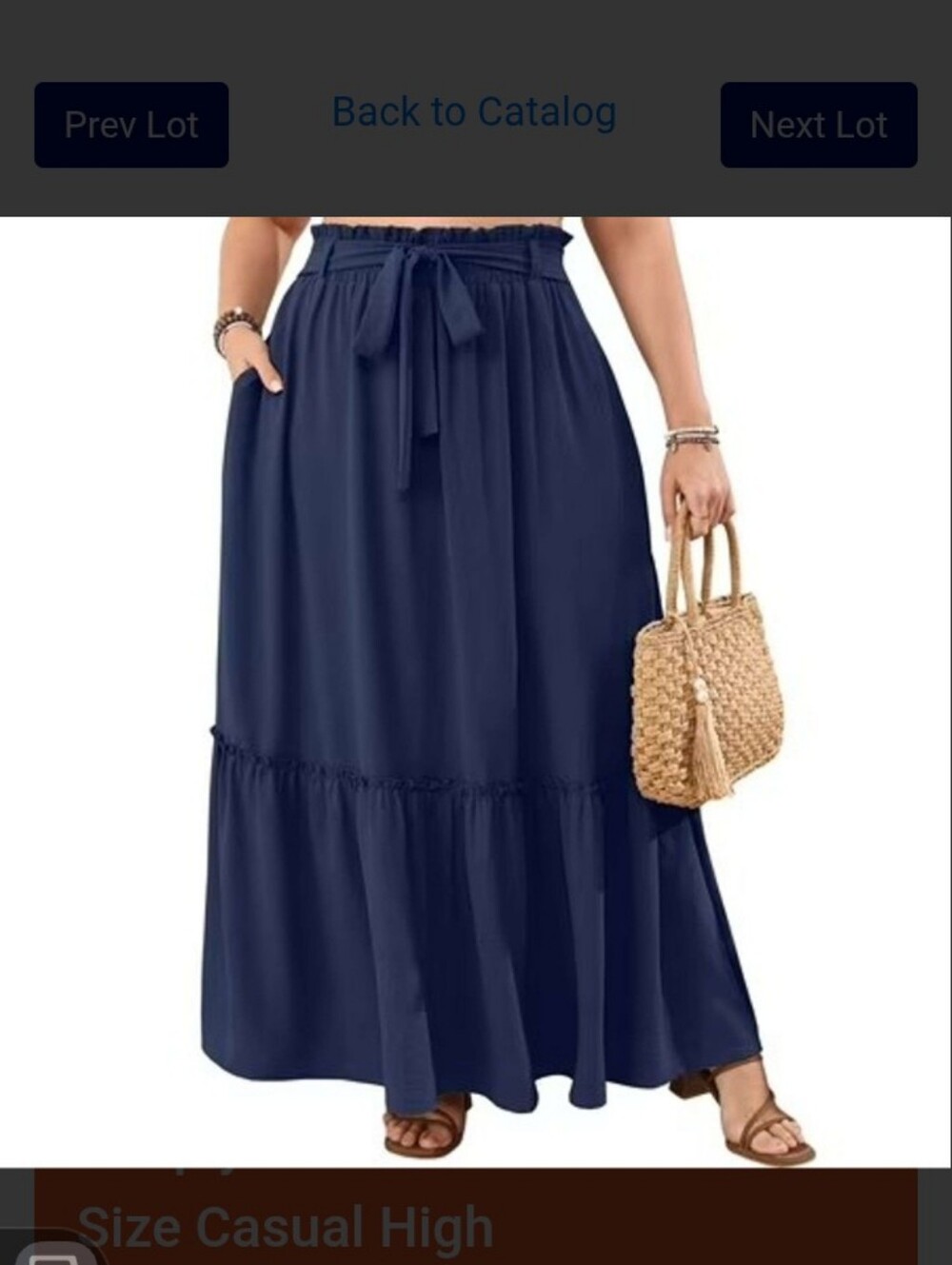 #.   Cueply Women's Plus Size Casual High Waist Tie Front Long Skirts w/Pockets